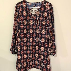 Xhilaration Long Sleeve Aztec Dress